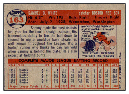 1957 Topps Baseball #163 Sammy White Red Sox EX-MT 444185