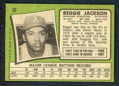1971 Topps Baseball #020 Reggie Jackson A's VG 444757