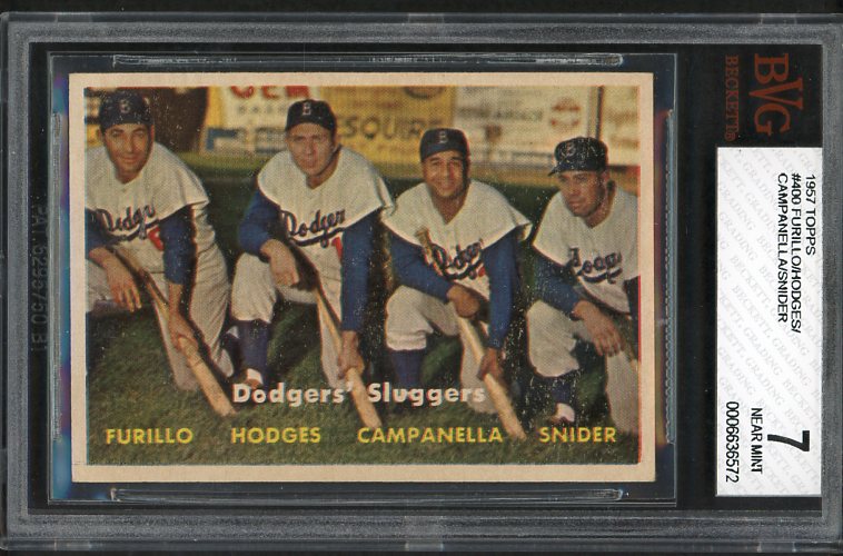 1957 Topps Baseball #400 Roy Campanella Duke Snider Gil Hodges BVG 7 NM 445416