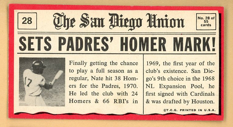 1971 Topps Baseball Greatest Moments #028 Nate Colbert Padres EX-MT 445475