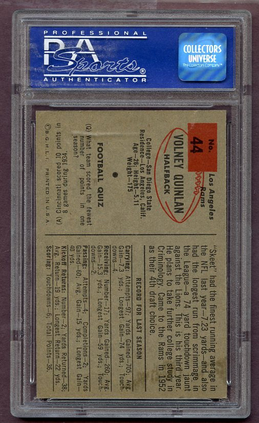 1954 Bowman Football #044 Volney Quinlan Rams PSA 6 EX-MT 446706