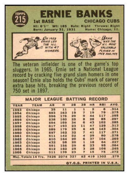 1967 Topps Baseball #215 Ernie Banks Cubs EX+/EX-MT 447683