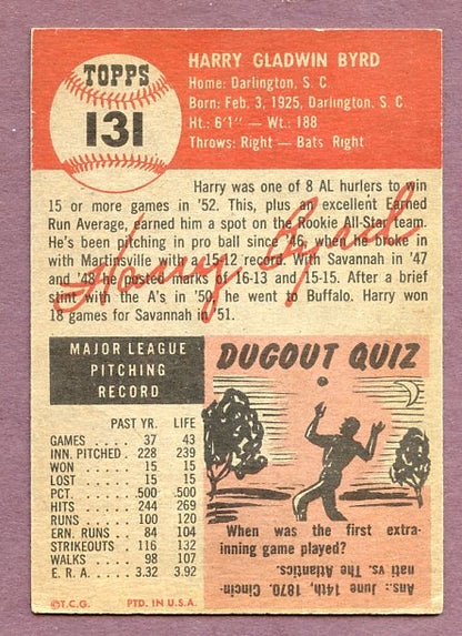 1953 Topps Baseball #131 Harry Byrd A's EX 448434
