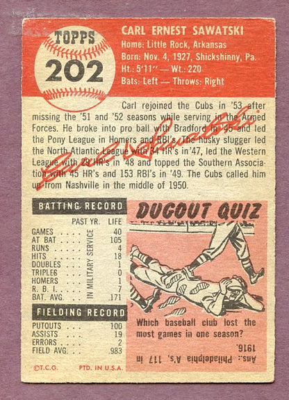1953 Topps Baseball #202 Carl Sawatski Cubs EX 448509