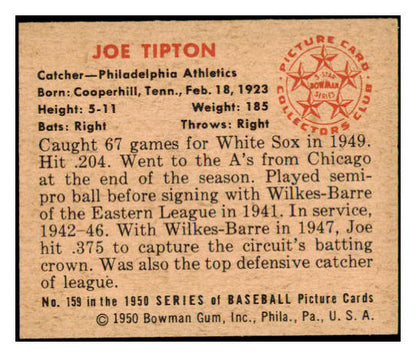 1950 Bowman Baseball #159 Joe Tipton A's NR-MT 449931