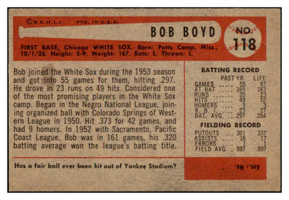1954 Bowman Baseball #118 Bob Boyd White Sox EX-MT 449969