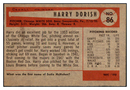 1954 Bowman Baseball #086 Harry Dorish White Sox NR-MT 449988