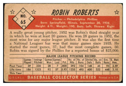 1953 Bowman Color Baseball #065 Robin Roberts Phillies GD-VG 450294