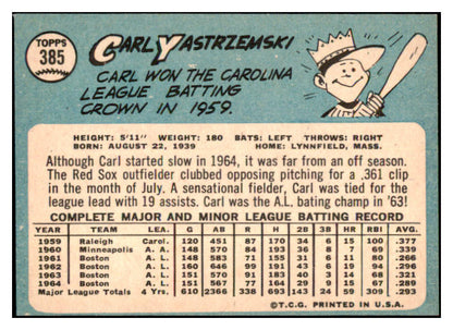 1965 Topps Baseball #385 Carl Yastrzemski Red Sox NR-MT 450514