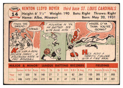 1956 Topps Baseball #014 Ken Boyer Cardinals VG-EX White 452348