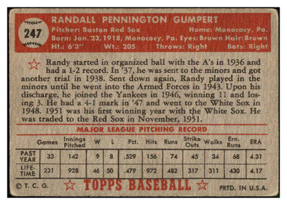 1952 Topps Baseball #247 Randy Gumpert Red Sox GD-VG 452400