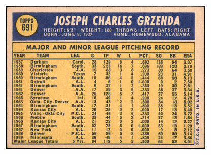 1970 Topps Baseball #691 Joe Grzenda Senators EX 452425