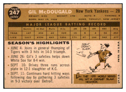 1960 Topps Baseball #247 Gil McDougald Yankees EX 452712