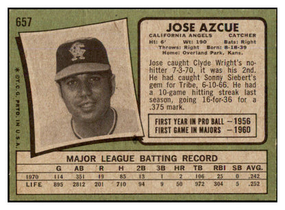 1971 Topps Baseball #657 Jose Azcue Angels VG-EX 452819