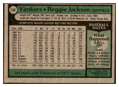 1979 Topps Baseball #700 Reggie Jackson Yankees EX-MT 453062