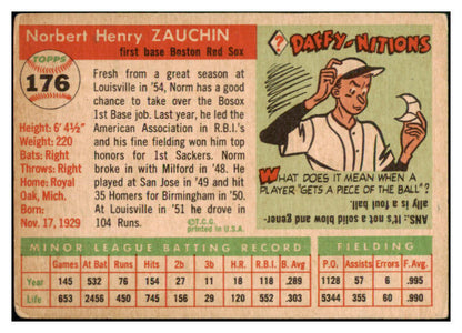 1955 Topps Baseball #176 Norm Zauchin Red Sox VG-EX 453216