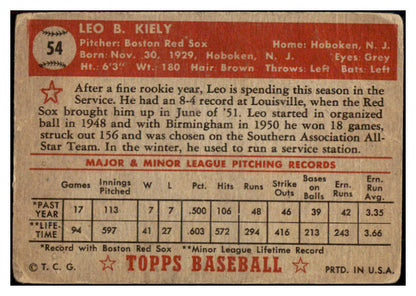 1952 Topps Baseball #054 Leo Kiely Red Sox GD-VG Red 453549