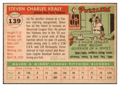 1955 Topps Baseball #139 Steve Kraly Yankees NR-MT 455552