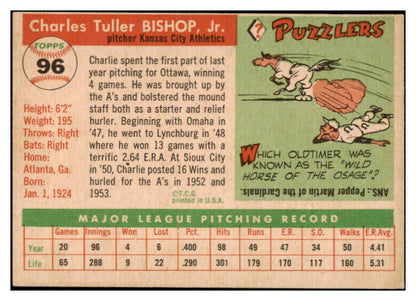 1955 Topps Baseball #096 Charlie Bishop A's EX-MT 455583
