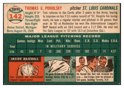1954 Topps Baseball #142 Tom Poholsky Cardinals EX-MT 455894