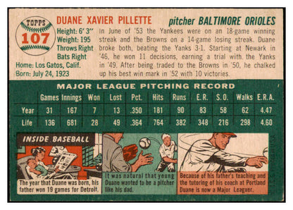 1954 Topps Baseball #107 Duane Pillette Orioles EX-MT 455964