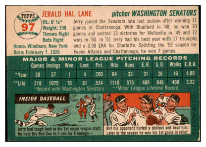 1954 Topps Baseball #097 Jerry Lane Senators EX-MT 455976