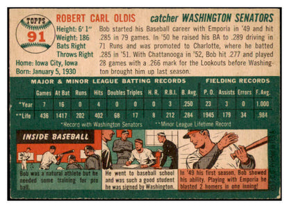 1954 Topps Baseball #091 Bob Oldis Senators EX-MT 455987