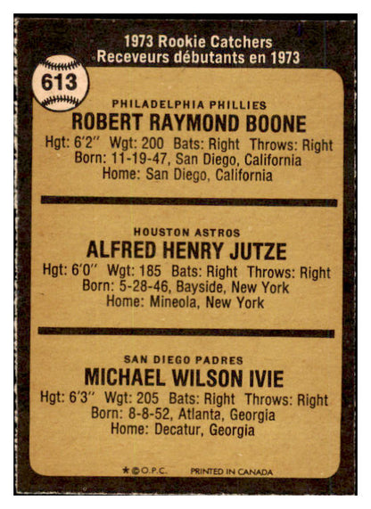 1973 O Pee Chee Baseball #613 Bob Boone Phillies NR-MT 456715