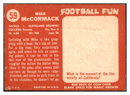 1958 Topps Football #059 Mike McCormack Browns VG-EX 460041