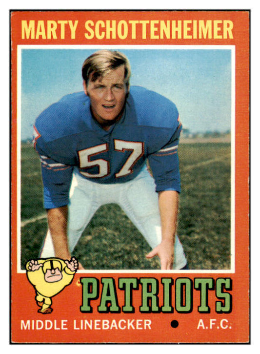 1971 Topps Football #003 Marty Schottenheimer Patriots EX 460128