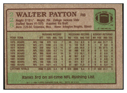 1984 Topps Football #228 Walter Payton Bears EX-MT 460392