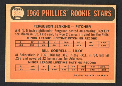 1966 Topps Baseball #254 Fergie Jenkins Phillies VG 460788