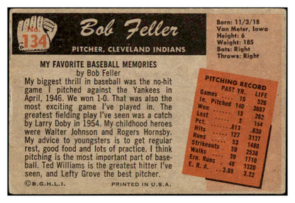 1955 Bowman Baseball #134 Bob Feller Indians VG 460832